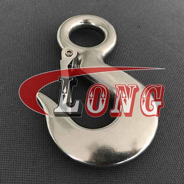 Stainless Steel Eye Type Sling Hook with Safety Catch