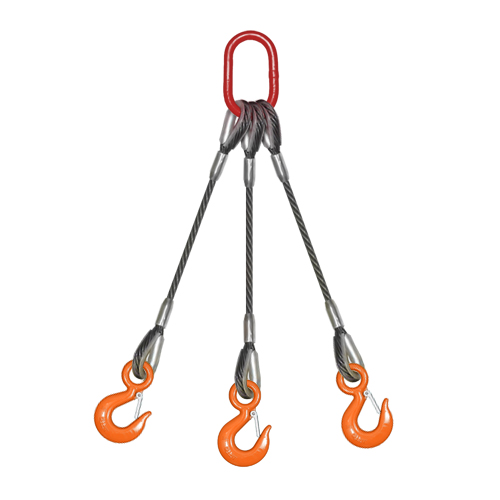 Three Leg Hooks with Safety Latches wire rope sling
