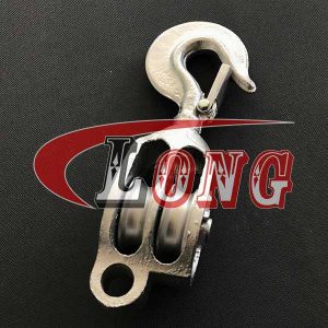 Оцинкованные податливые железные блоки Двойной шкив с поворотным крючком- Китай LG™